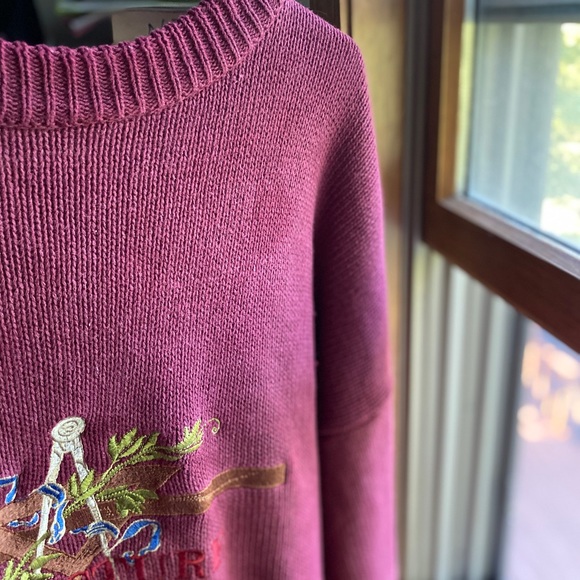Maroon Vintage Structure Knit Embroidered Sweater - Picture 5 of 6